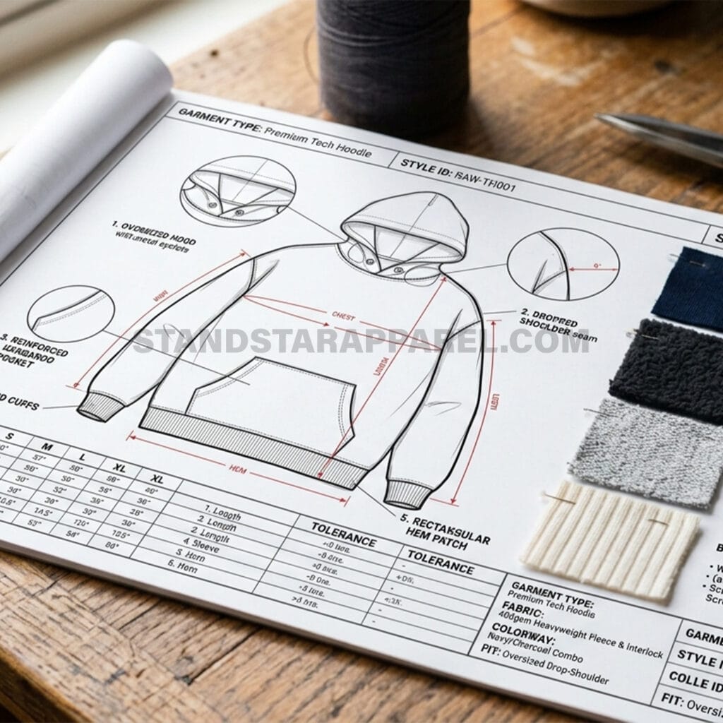 Streetwear clothing tech pack for apparel manufacturing. Streetwear clothing tech pack for apparel manufacturing.